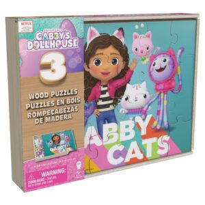 Gabby's Dollhouse Puzzel 3 Pack: Houten Puzzel In  Houten Doos