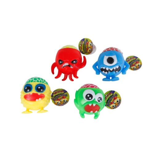 Monster knijpbal 7 cm 6 assorti