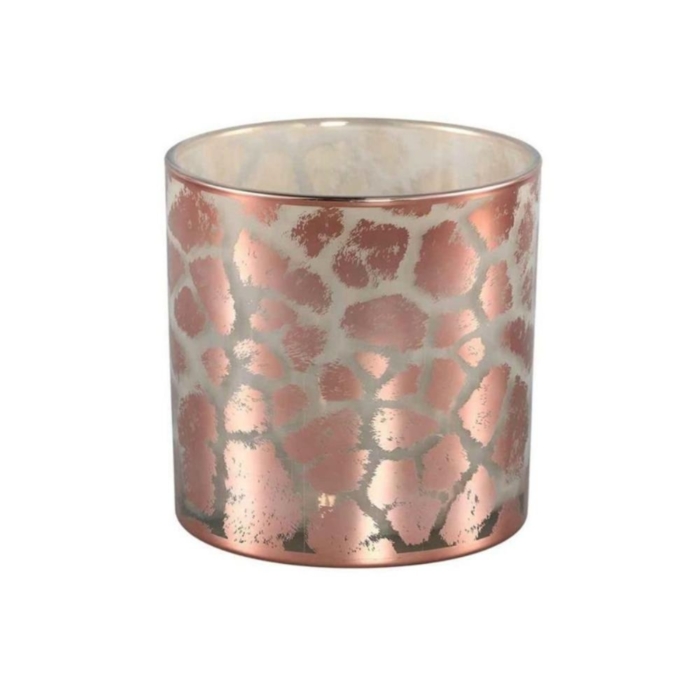 windlicht desiree giraffeprint roze 15 cm