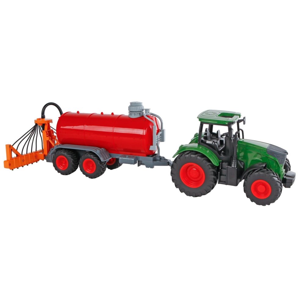 Tractor met giertank kids globe 49 cm groen/rood