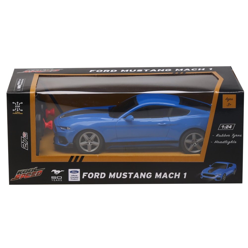 Radiografisch bestuurbare auto ford 1:24 mustang  mach 1 blauw