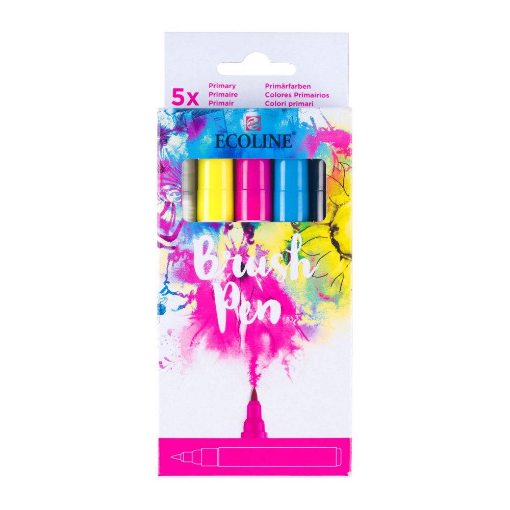 Bruynzeel brush pen set ecoline primair 5 kleuren