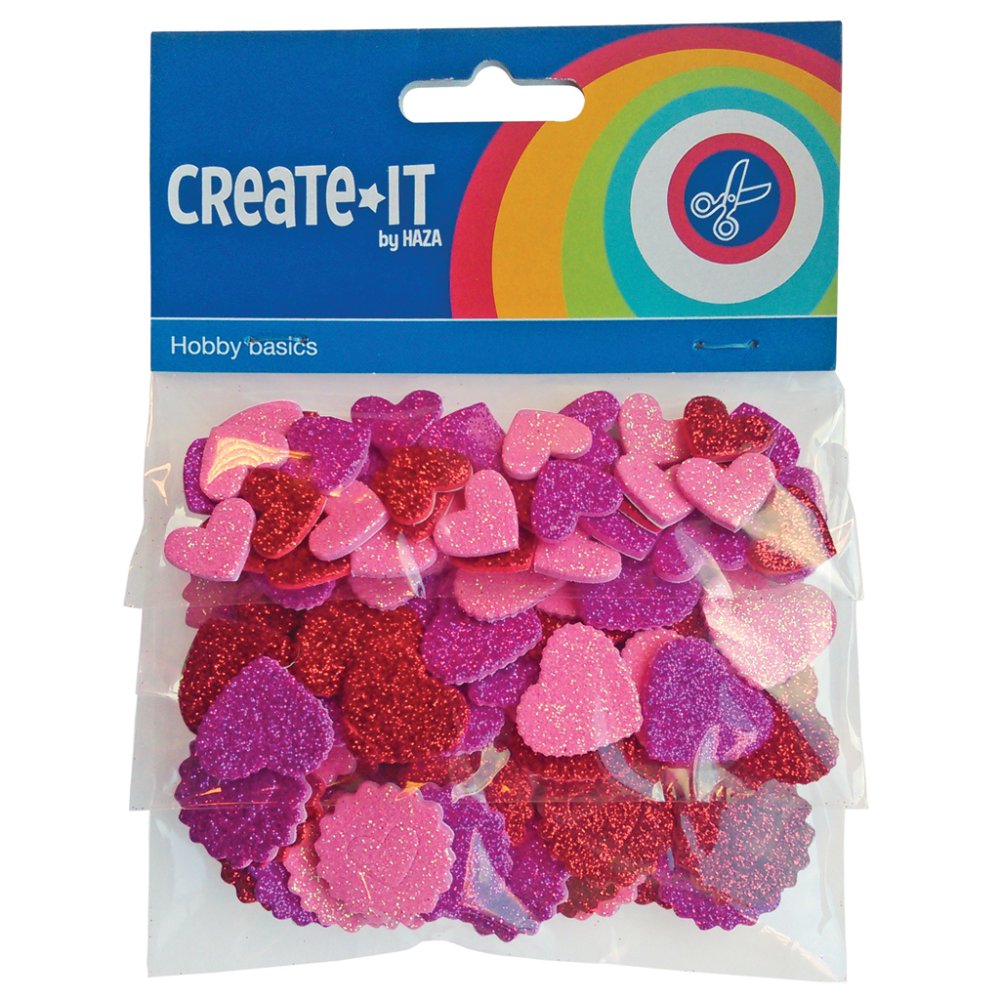 Hobbyset Create-it Foam Hartjes Glitter