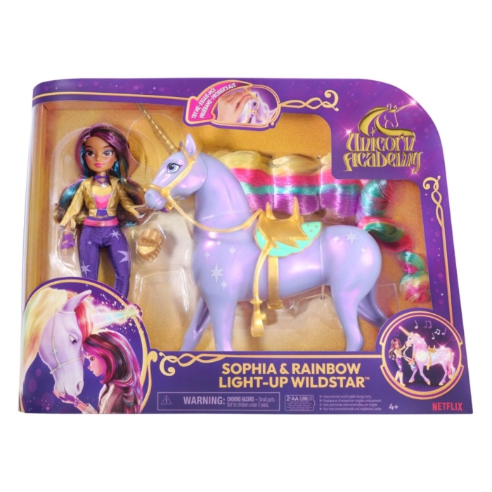 Unicorn Academy Gift Set Unicorn Wildstar Rainbow Light Up & Pop Sophia