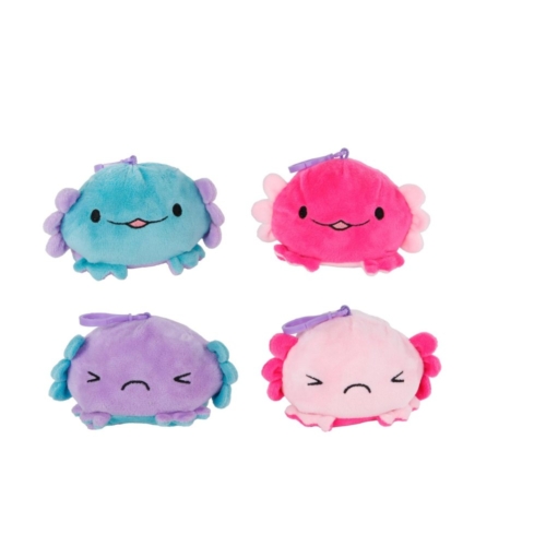 Axolotl pluche omkeer met sleutelhanger 4 assorti  10 cm