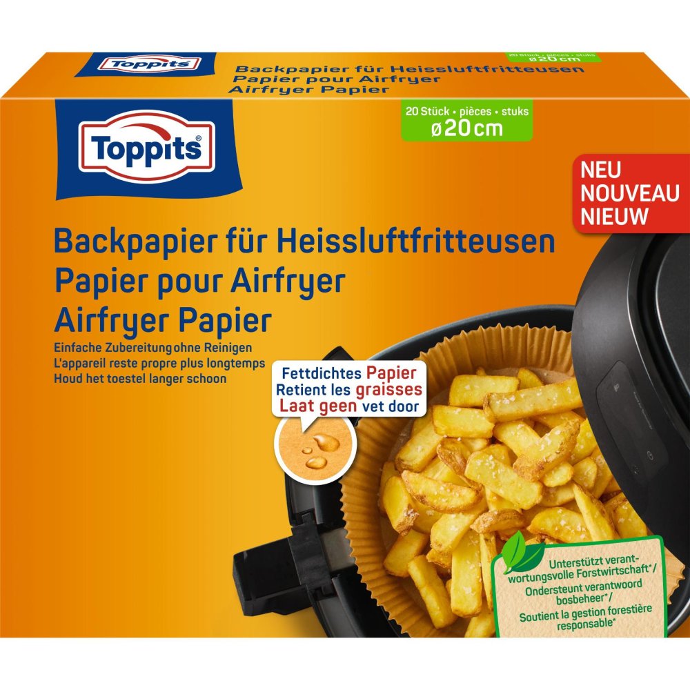 Toppits airfryer bakvellen 20cm 20 stuks