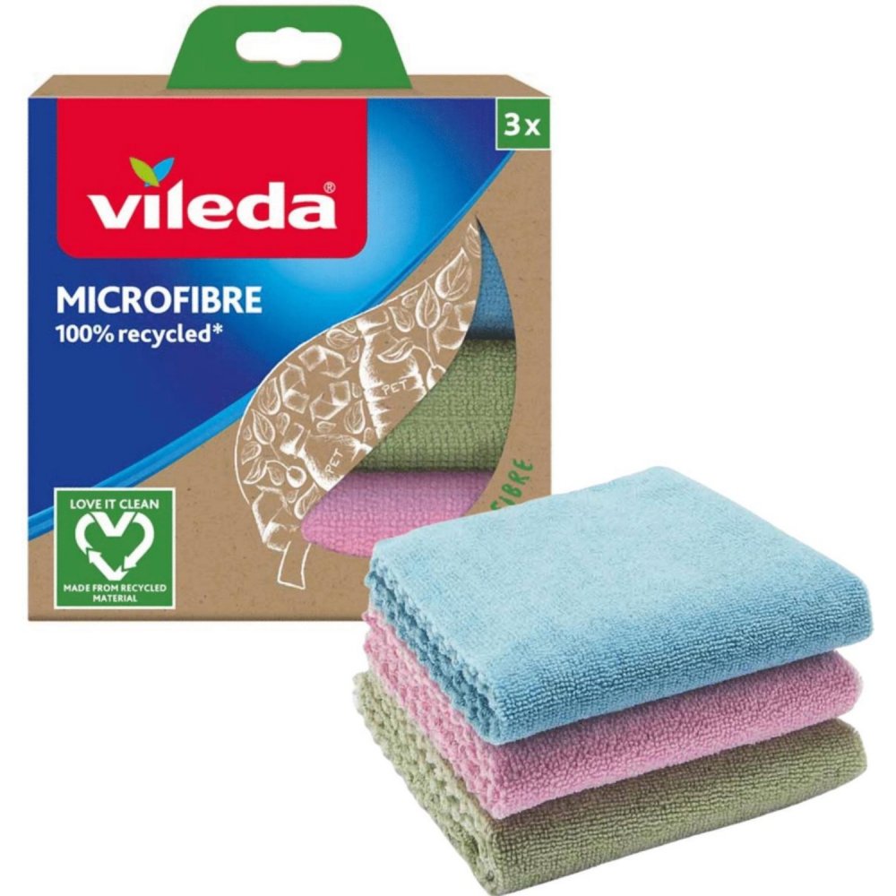 Vileda Microvezel Doek 3 Pack 100% Gerecycled