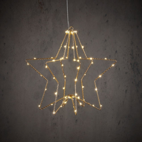 Ster hangend goud warm wit 60led bo - h32xd30cm