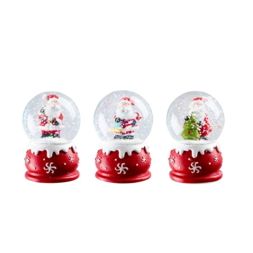 Decoratie waterbal kerstman rood 3 assorti h6