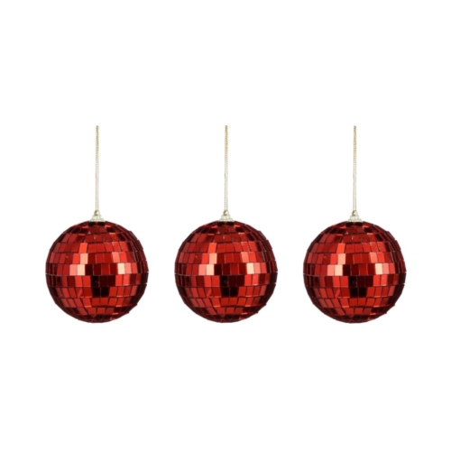 Ornament spiegel bal rood 3 stuks - d8cm