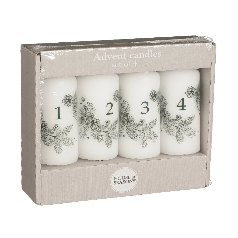 Advent kaars wit 4 stuks - h10xd4cm