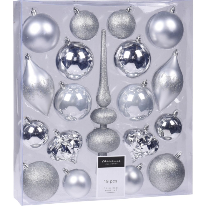 Kerst Hangdeco Set 19Sts Zilver