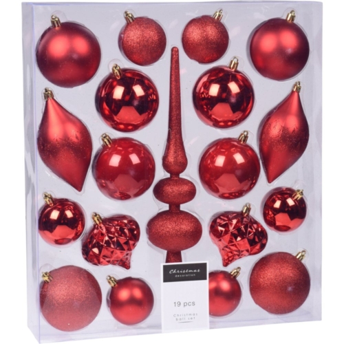 Kerst Hangdeco Set 19Sts Rood