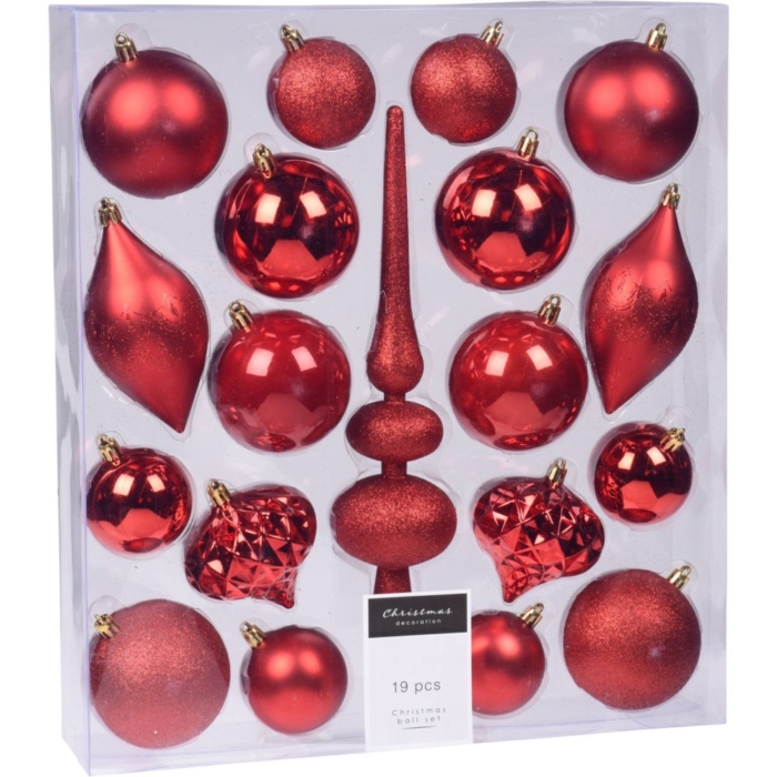 Kerst Hangdeco Set 19Sts Rood