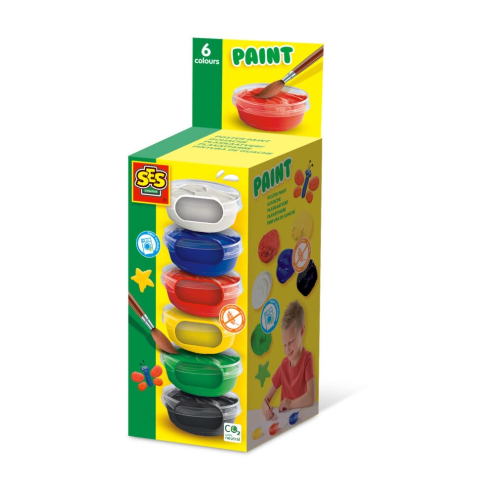 SES plakkaatverf kleuren 6 x 45 ml