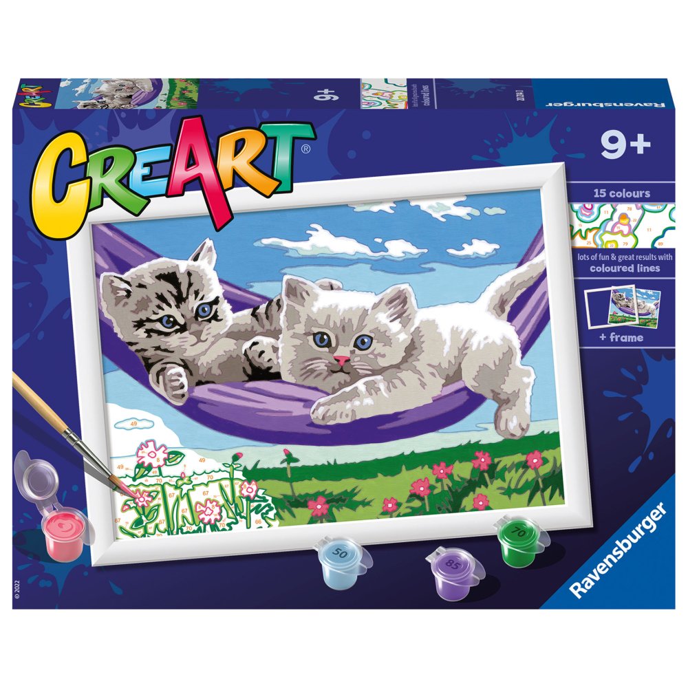 Ravensburger Creart schilderen op nummer kittens  in hangmat