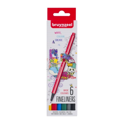 Bruynzeel Fineliner Set 6 Kleuren Basic