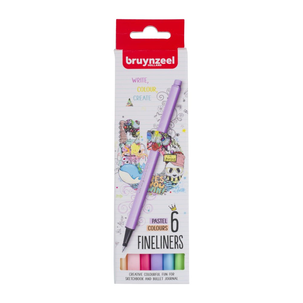 Bruynzeel Fineliner Set 6 Kleuren Pastel