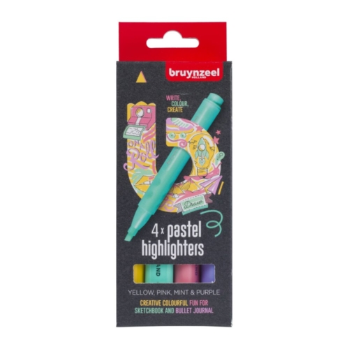 Bruynzeel markeer stiften pastel kleuren 4 stuks