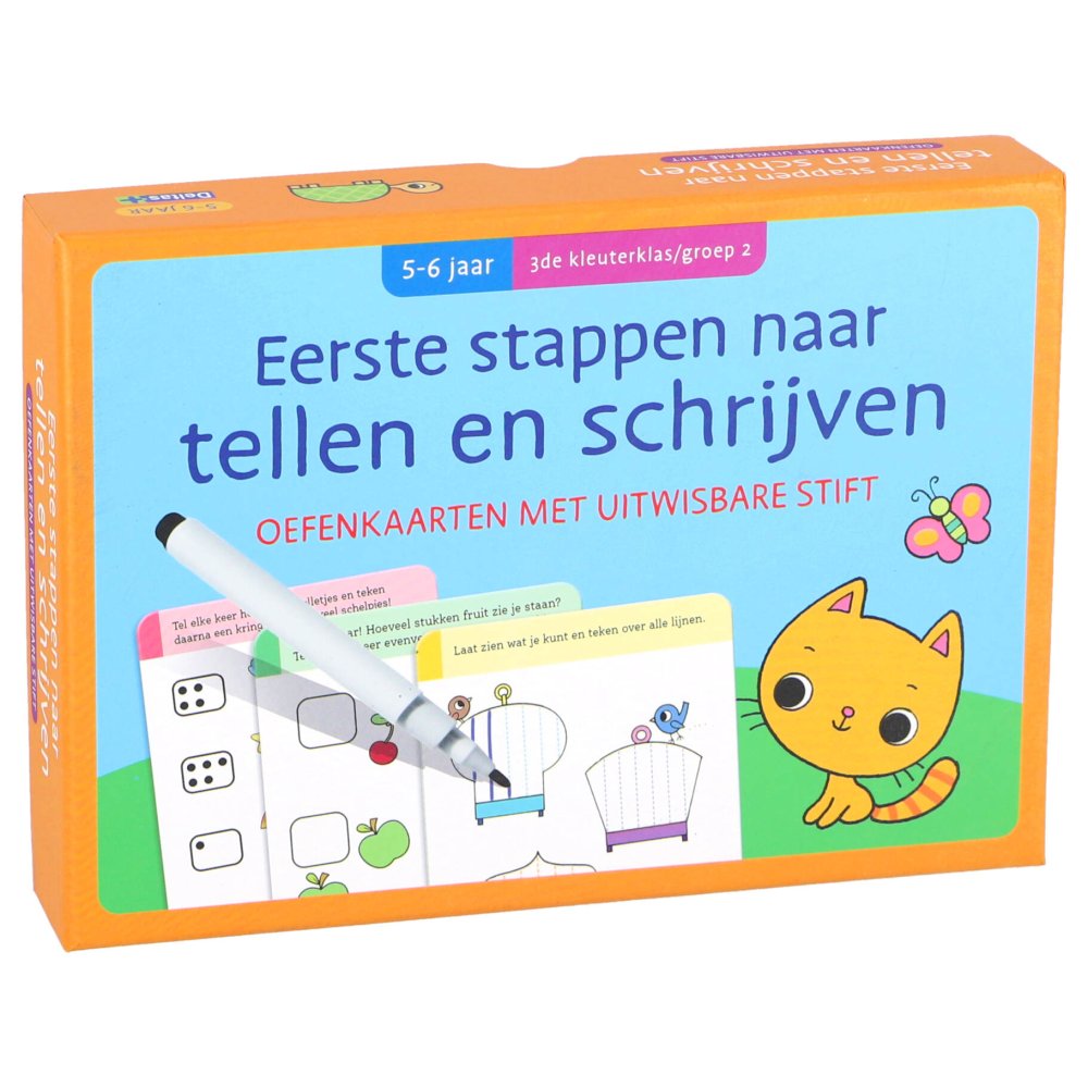 Oefenkaarten Met Uitwisbare Stift Tellen en  Schrijven 5-6 Jaar