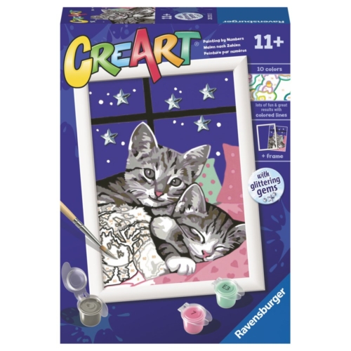 Ravensburger Creart Schilderen op nummer slapende  poezen glitter