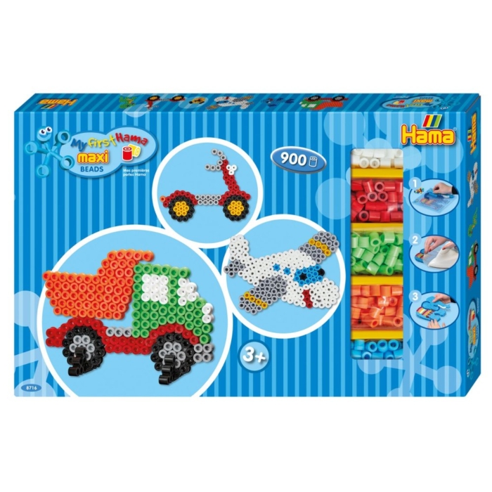 Hama Maxi Strijkkralen Complete Set Voertuigen 900 Stuks