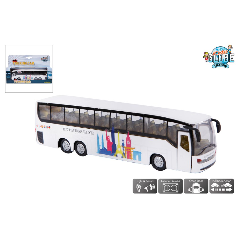 Bus Kids Globe Met Pull-back Die-cast 19cm Assorti