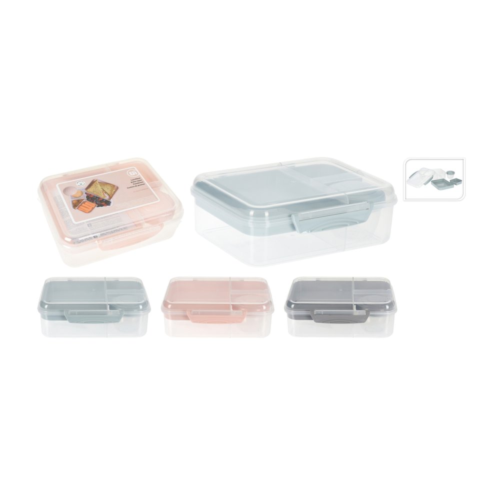 Excellent Houseware lunchbox met dressingbeker 3 assorti