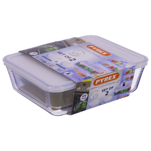 Pyrex Cook & Freeze Ovenschalen Rechthoek Set van 2 22 x 17 en 24 x19 cm