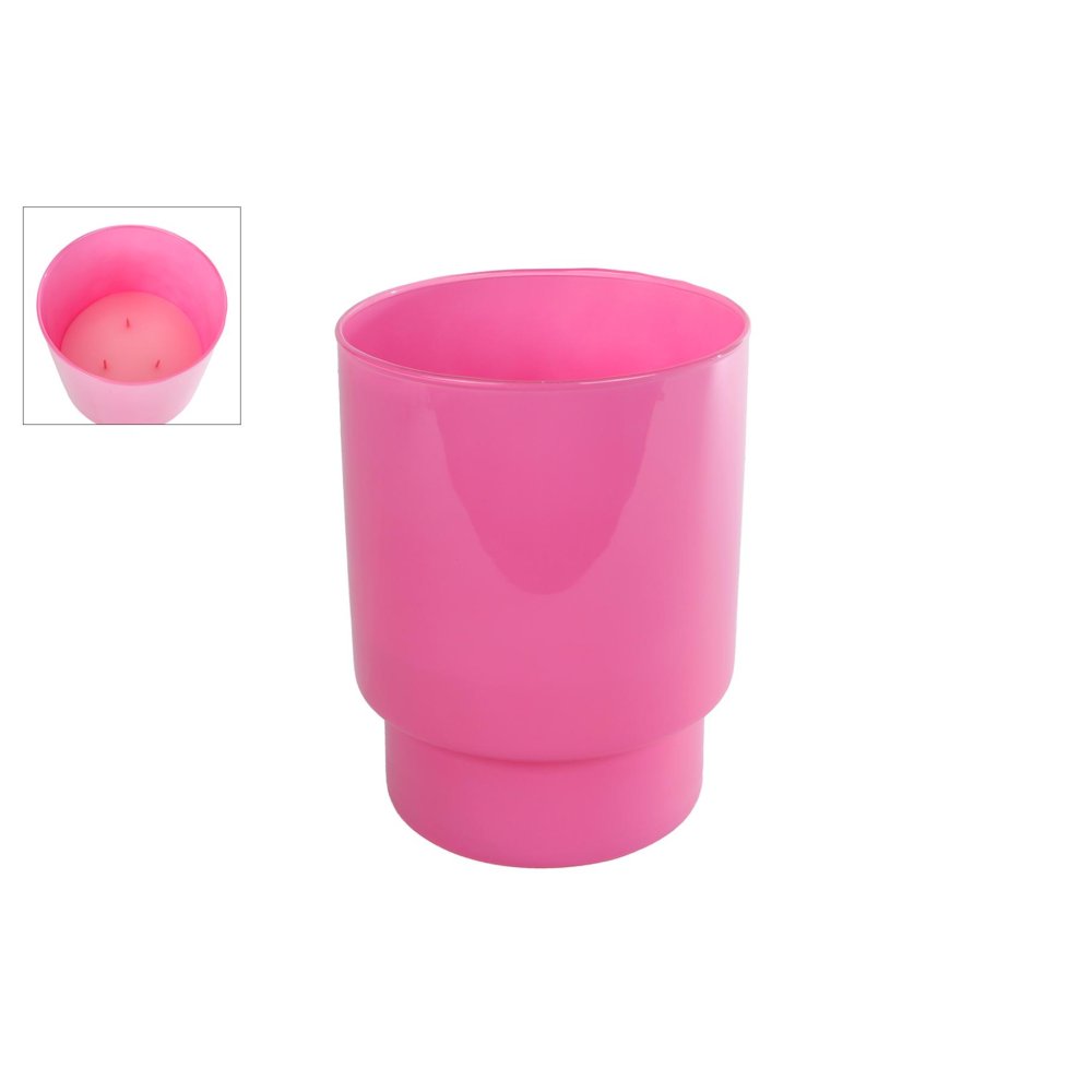 Kaars 3-wick 40 uur parafine roze kaars/glas 14x14 x18