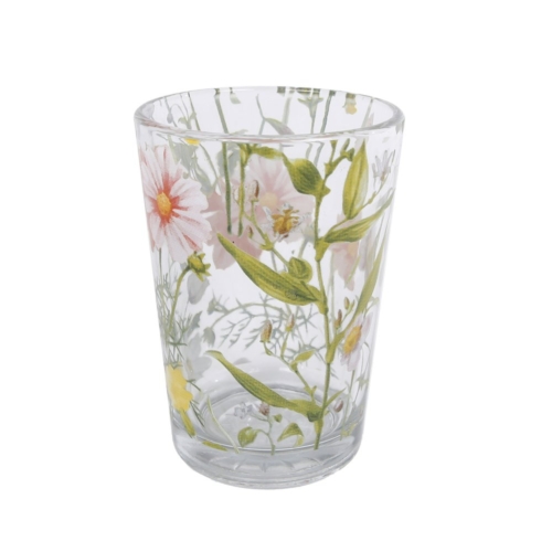 Theelichthouder Flowers helder/gemixte kleuren glas 6x6x9cm