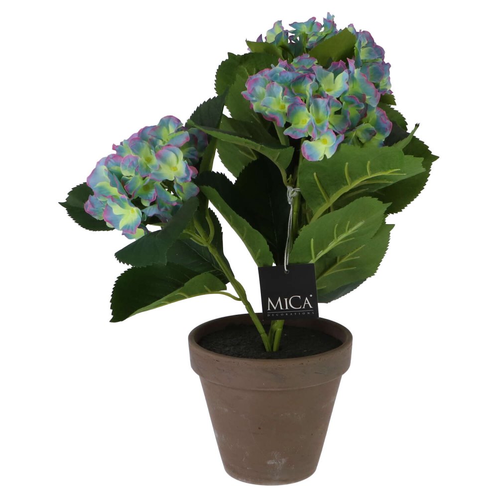 Kunstplant hortensia paars in pot