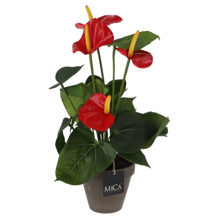 Kunstplant anthurium rood in pot