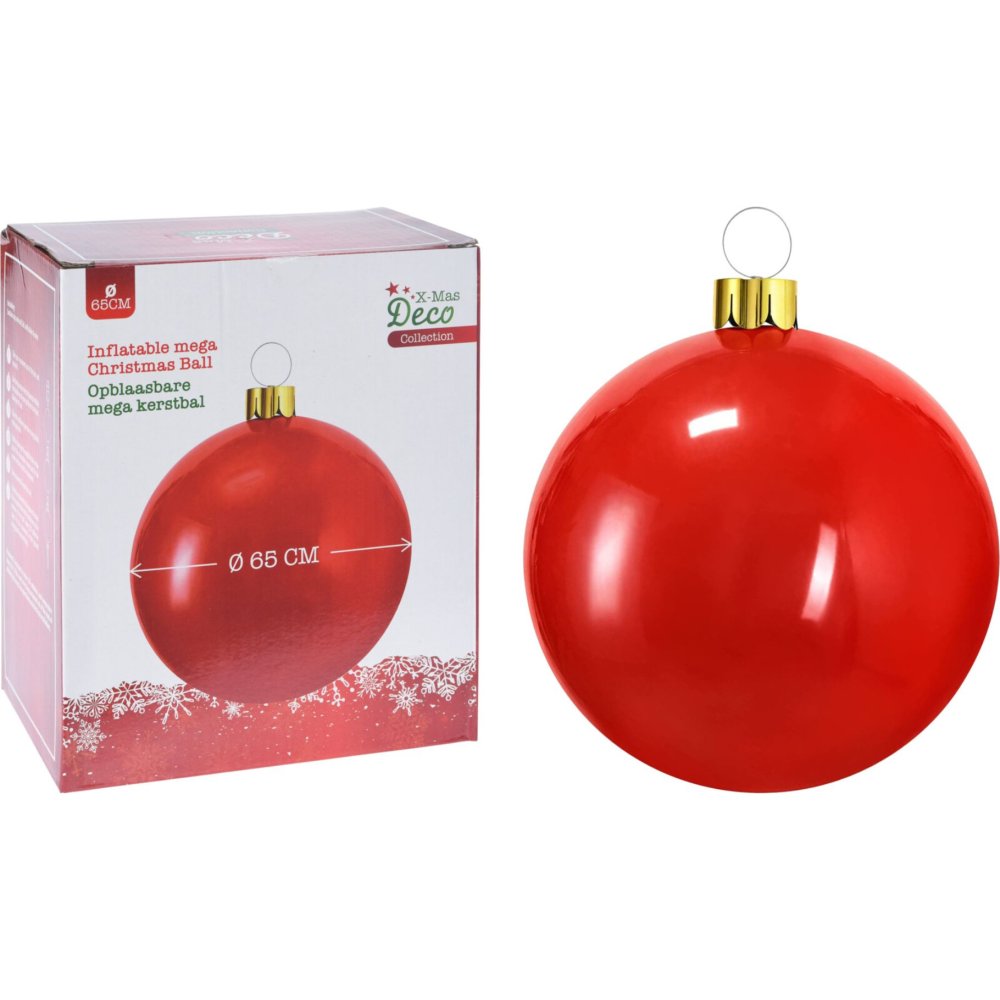 Kerstbal Opblaasbaar Dia 65Cm Rood