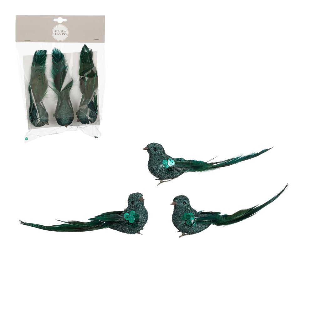 Clip vogel d.groen 3 stuks - l16xb4