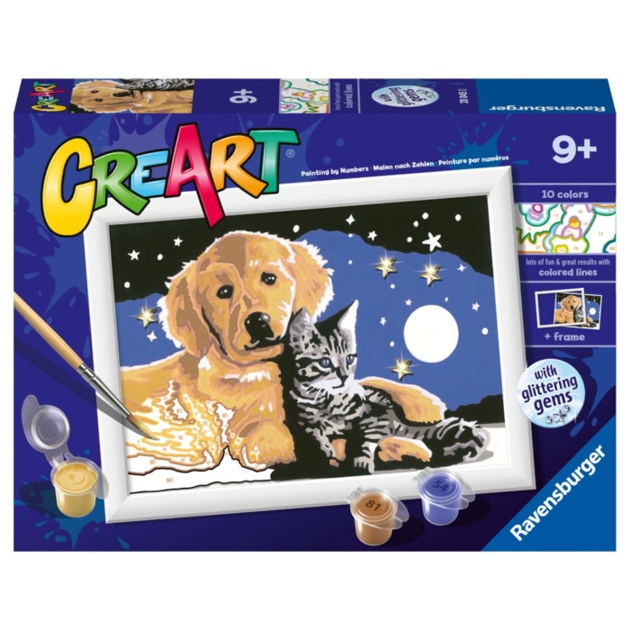 Ravensburger Creart Schilderen op nummer hond en  poes glitter