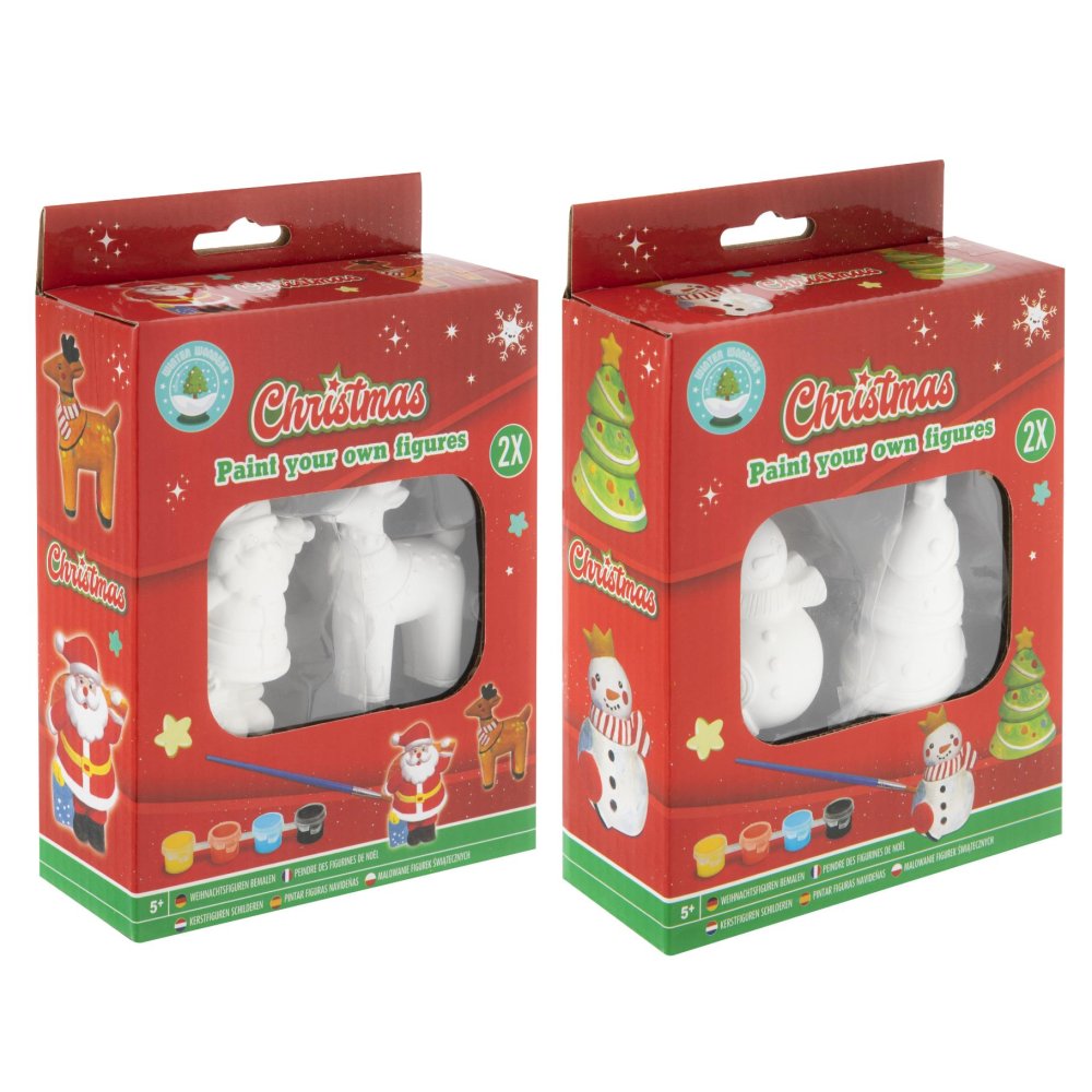 Kerst gipsset 2 figuren 7 cm 2 assorti