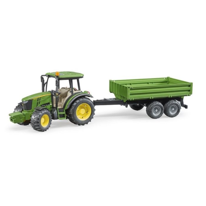 Bruder Tractor John Deere 5115M Met Aanhanger