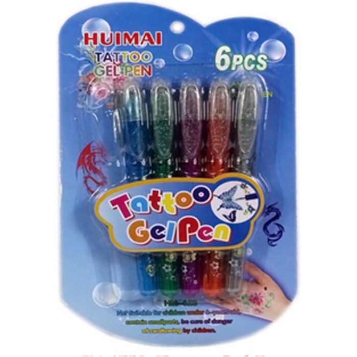 Gelpen tattooset 6 stuks