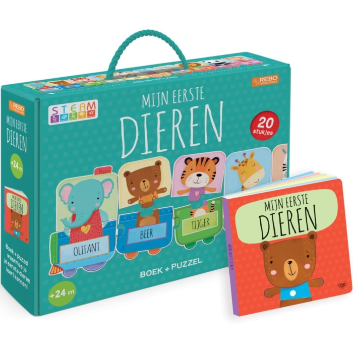 Mijn Eerste Dieren Puzzeltrein + Boek