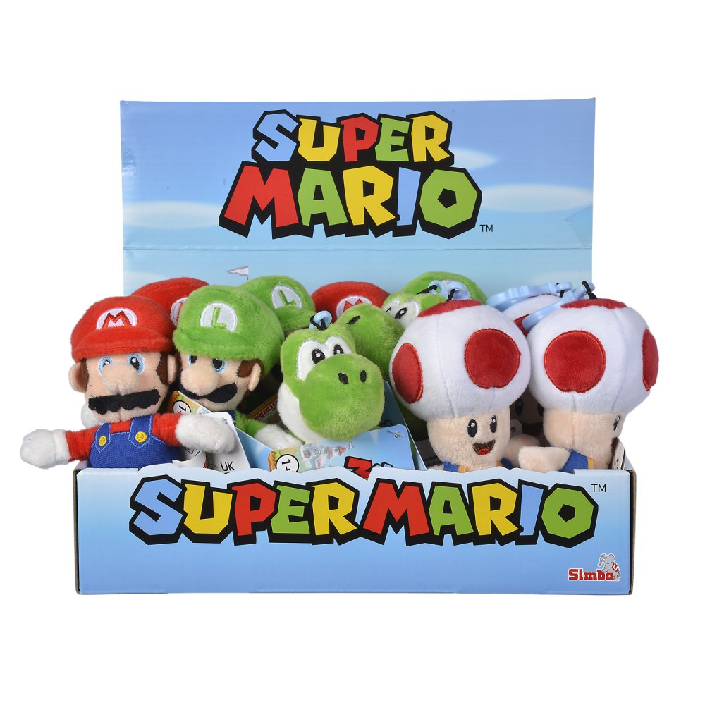 Super Mario Pluche Sleutelhanger 4 Assorti