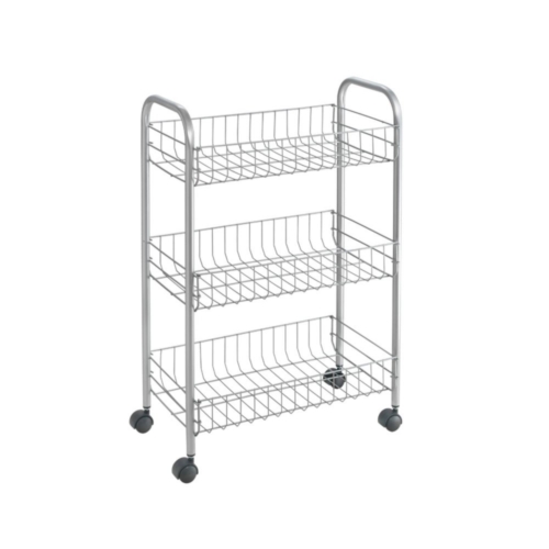 Metaltex Opbergtrolley Lugano Op Wieltjes  Grijs 3 Metal Manden 41x23x63 Cm