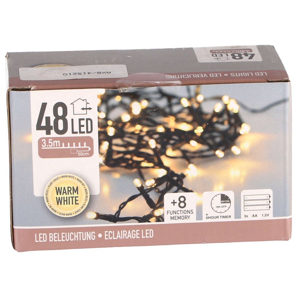 Kerst LED verlichting 48 batterij warm wit