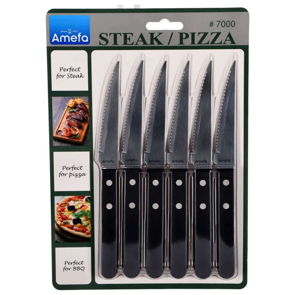 Amefa pizza steakmessen 6 stuks zwart