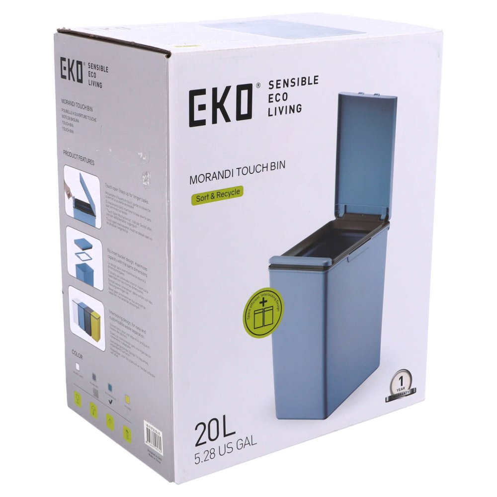 Eko morandi afvalemmer 20l blauw touch