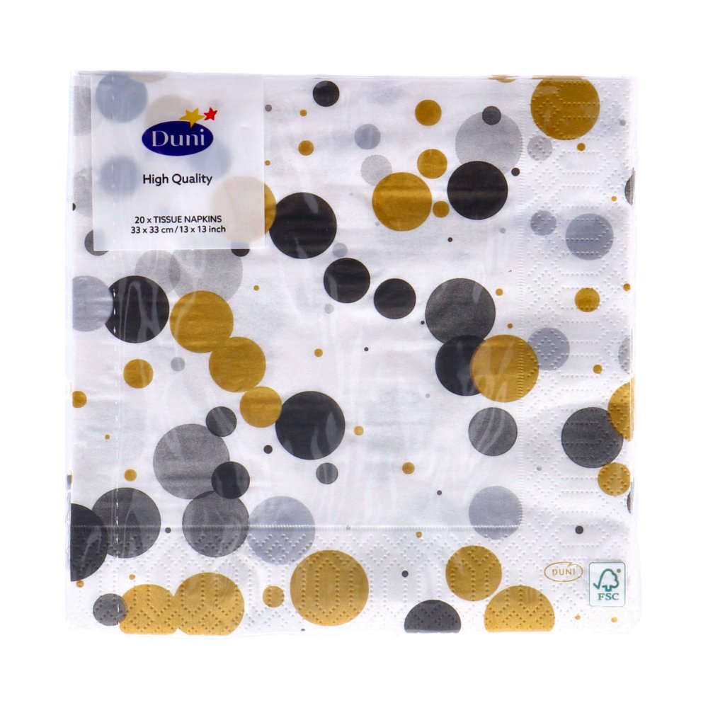 Servetten Festive Bubbles Black 33x33 cm