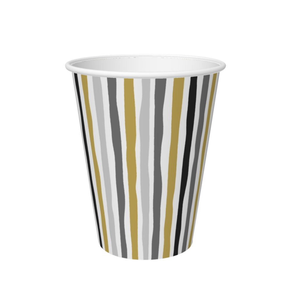 Bekers Stripes Black & Gold 24 cl 10 stuks