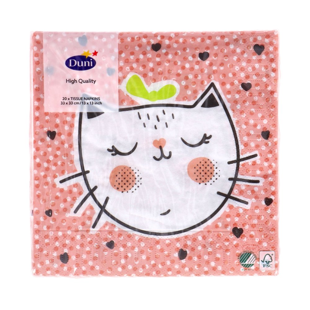 Servetten Playful Cat 33x33 cm