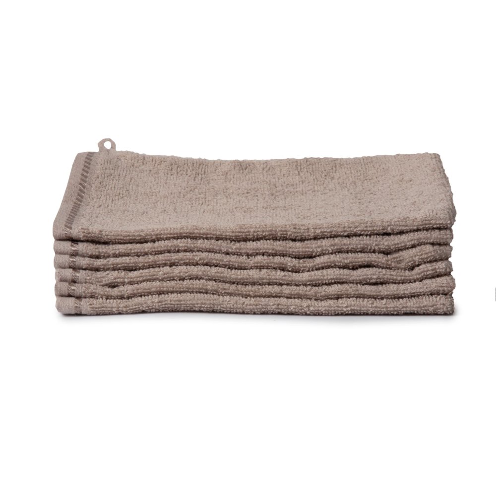 Washandjes set (6 stuks) 16x21 taupe ten cate 100% katoen