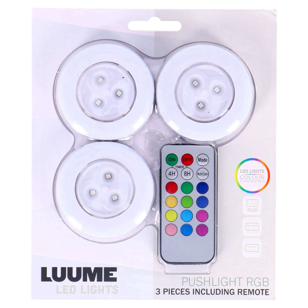 LUUME Druklampen LED Zelfklevend 3 stuks